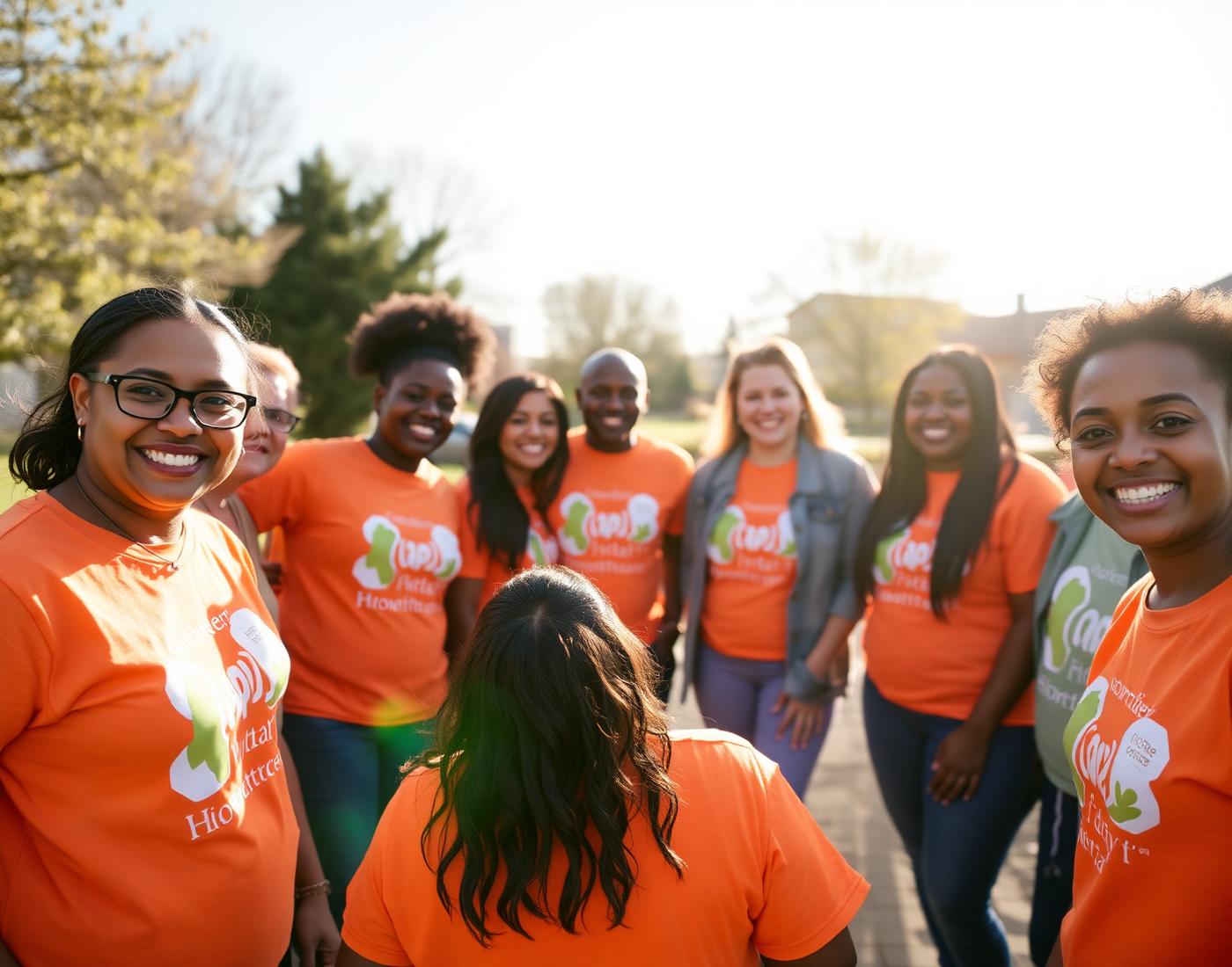Volunteers of Rise On One Foundation gathered outdoors
